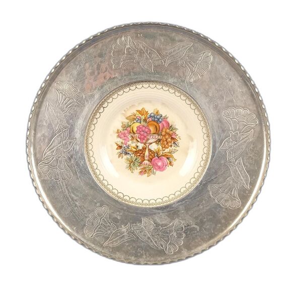 Vintage Aluminum And Ceramic Plate Made By Wrought Farberware / Triumph Limoges - Picture 1 of 9